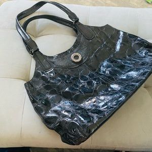 Brighton Black Patent Leather Tote Bag